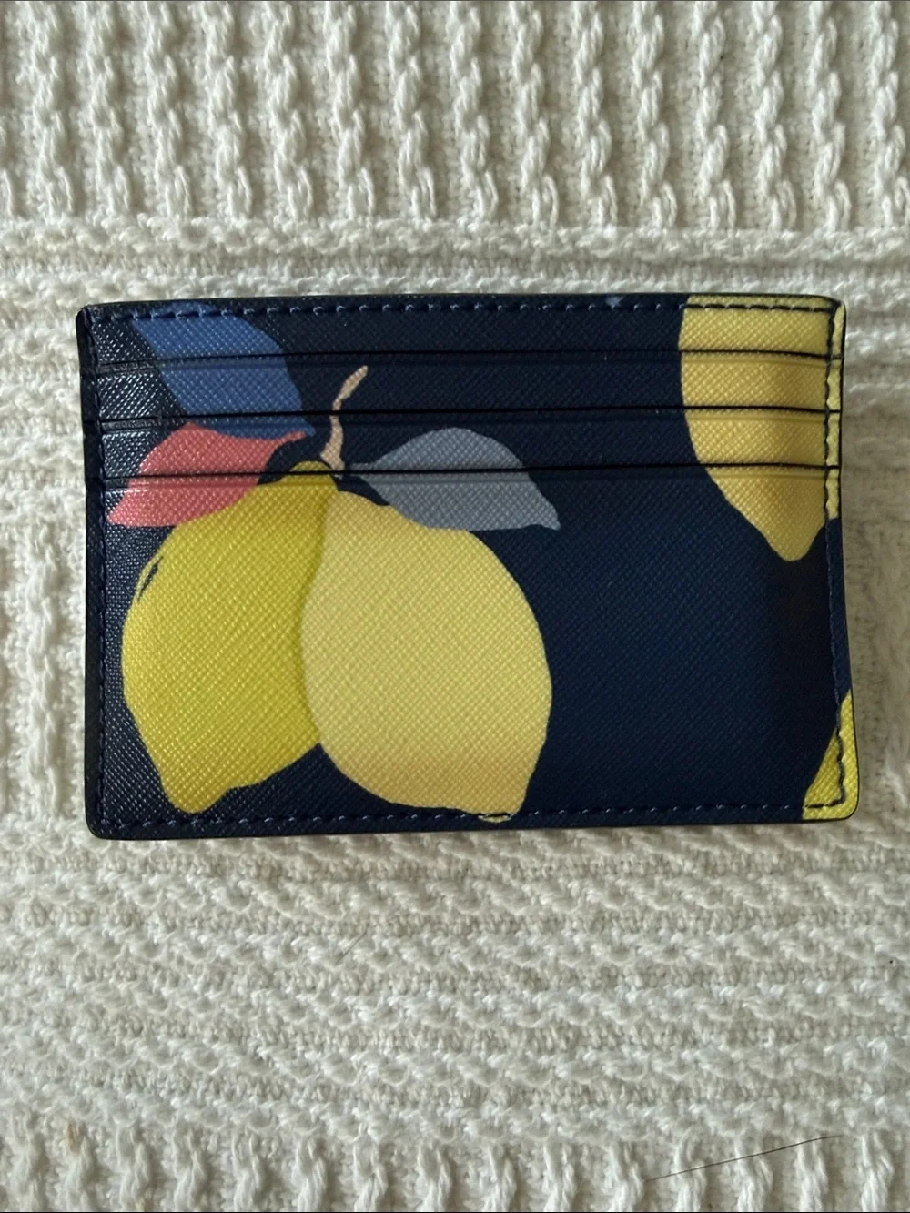 kate spade Navy and Yellow Lemon Card Holder